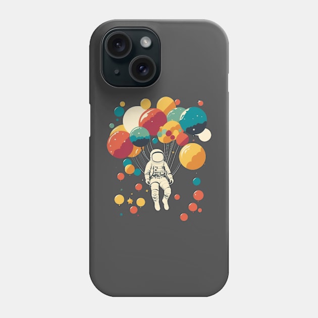 Astronaut flying with balloons Phone Case by Bakr