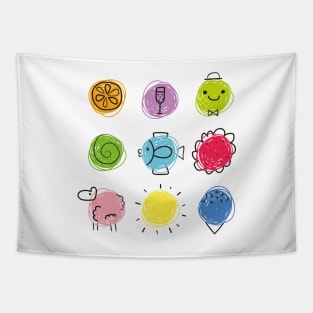 Circle kids' doodles Tapestry