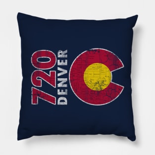 Vintage 720 Denver Colorado Flag Map Home Pillow