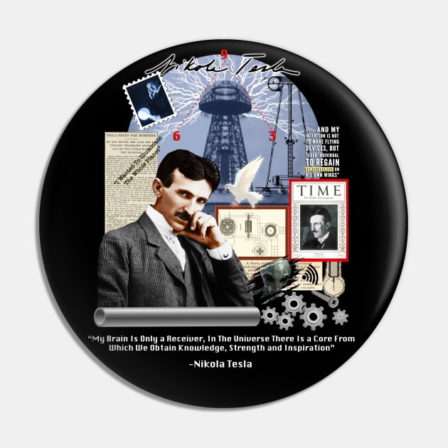 Nikola Tesla Collage Pin by Nirvanax Studio