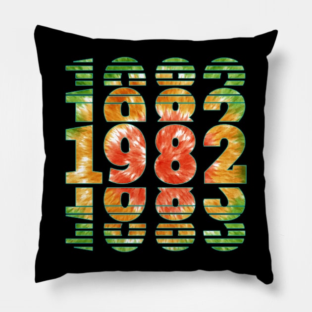 Tie Dye 1982 Birthday Pillow by sevalyilmazardal