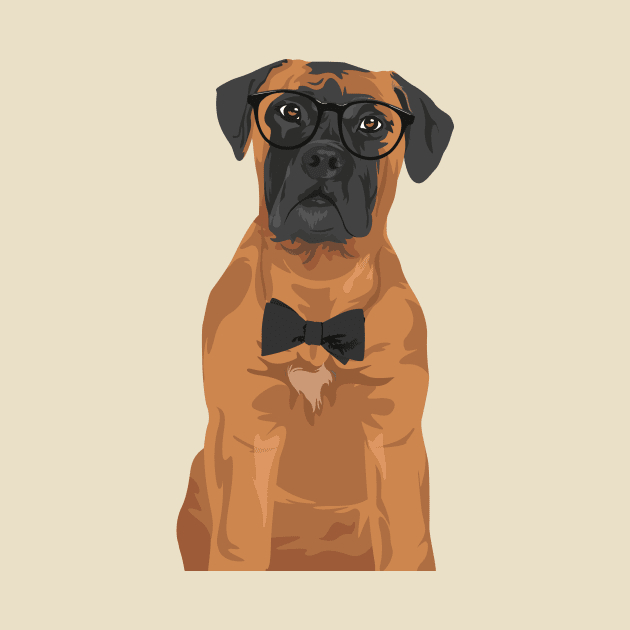 Hipster Bull Mastiff T-Shirt for Dog Lovers by riin92