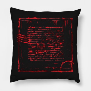 Red and Black Unreadable letter. Pillow