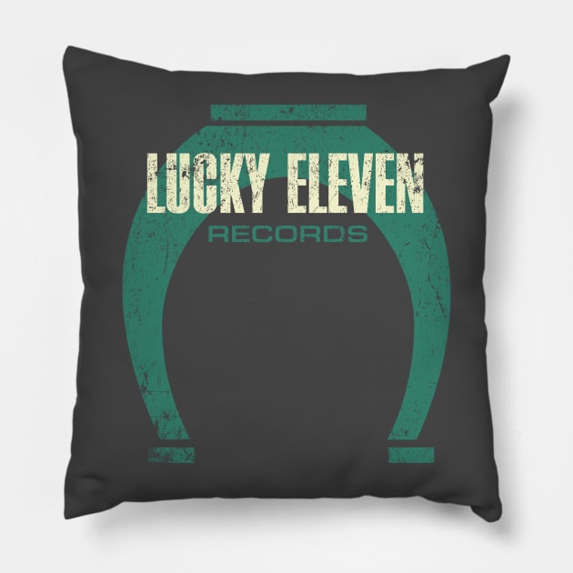 Lucky Eleven Records Pillow by MindsparkCreative