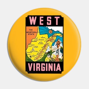 West Virginia 1960s Travel Window Decal Pin