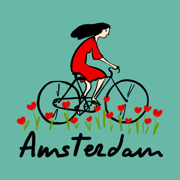 Girl in bike on a tulip field | Amsterdam by covostudio