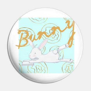 Little bunny on cute pattern Pin