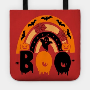 BOO | Halloween | With Ghost, Bats, Fun Rainbow And Jack-O-Lanterns Tote