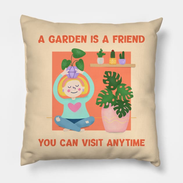 A Garden is a Friend You Can Visit Anytime - Gardening Quote Pillow by stokedstore