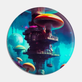 Abstract Another World Mushroom Citadel Pin