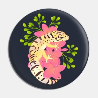 Leopard Gecko, Normal, and Frangipani Flowers Pin