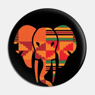 Elephant Animal with African Kente Pattern Pin