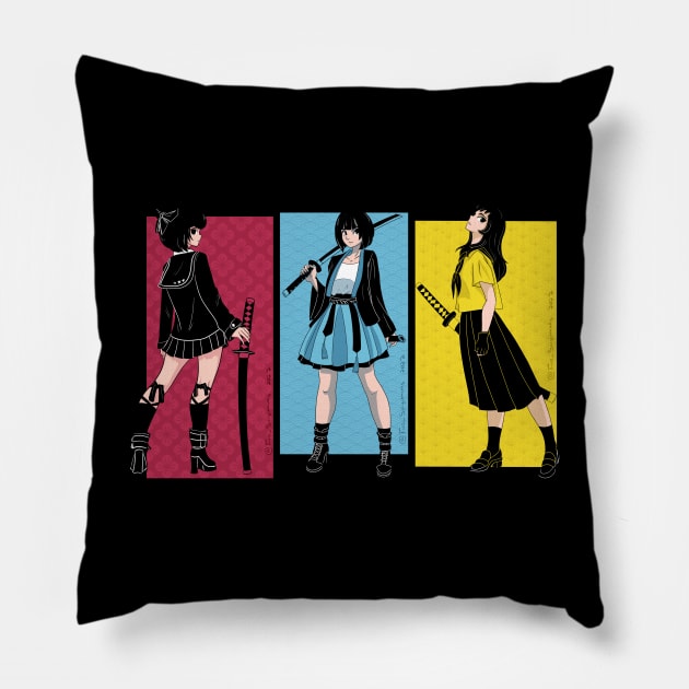 Katana Girls Pillow by CloudyNight_Creature