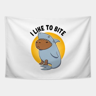 I like to bite Capybara Shark Tapestry