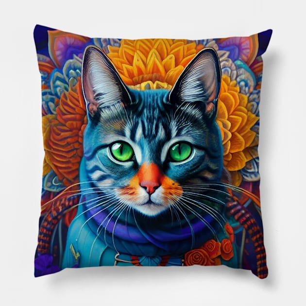 Mandala flower Cat Pillow by JULCI