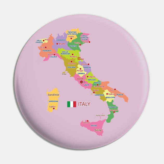 Administrative map of Italy Pin by AliJun