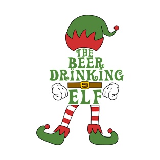 The Beer Drinking Elf Christmas Family Matching Outfits Group Attire T-Shirt