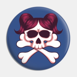 skull girl crossbones illustration Pin