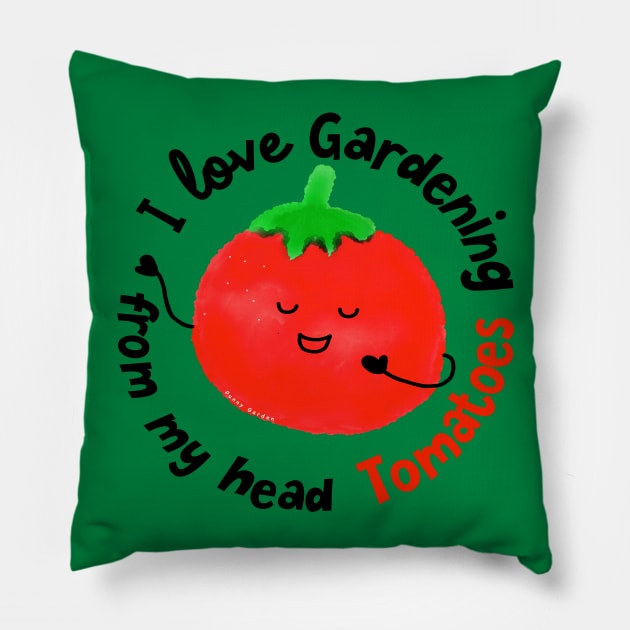 I love Gardening from my head Tomatoes Pillow by punnygarden