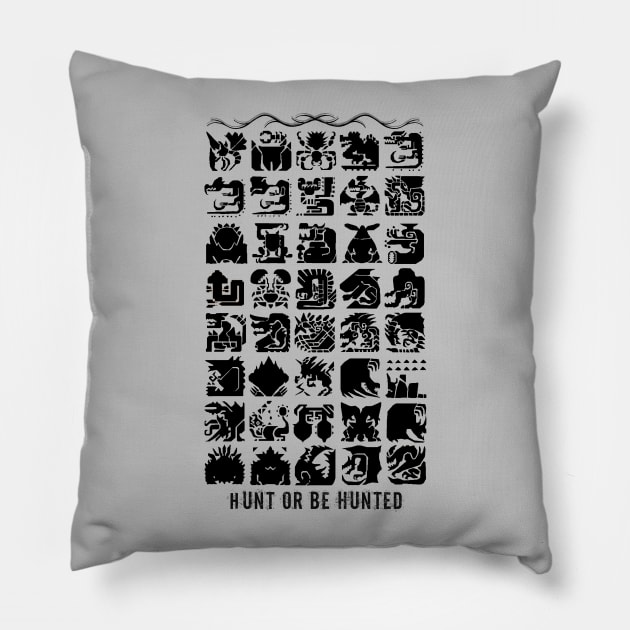 Monster Hunter - Hunt or be Hunted v2 Pillow by CursedRose