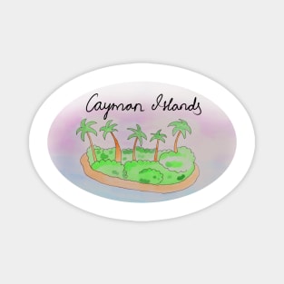 Cayman Islands watercolor Island travel, beach, sea and palm trees. Holidays and vacation, summer and relaxation Magnet