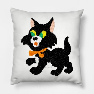 Black Cat - Melted Plastic Popcorn art Pillow