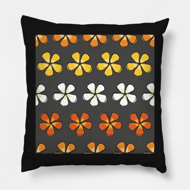 Orange and yellow Hibiscus flowers on gray background Pillow by counterclockwise