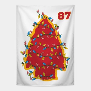 Chiefs Christmas. Kelce 87 Lovers and Fans Tapestry