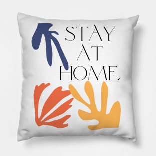 STAY AT HOME ••• Aesthetic Retro Typography Design Pillow