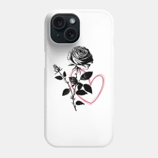 Black Rose & Red Heart Phone Case