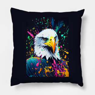 Splatter Paint Eagle Pillow