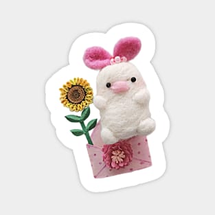 Felted Bunny/ Flower Bunny/Birthday /handmade/love/cute/little girl/baby Magnet
