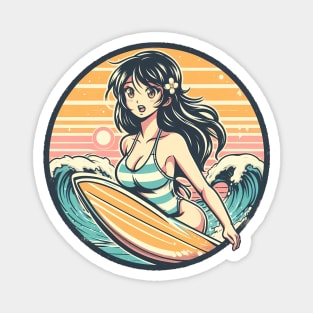 Retro Surfer Girl Magnet