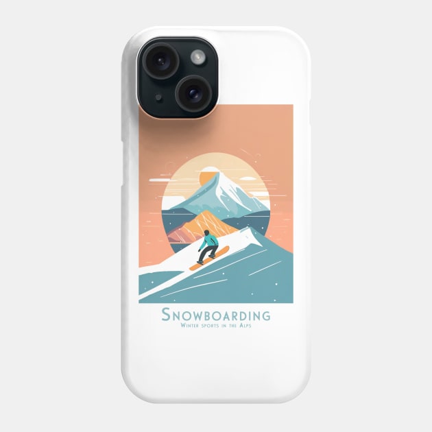 Sunset Ride - Snowboarding the Alpine Glow Phone Case by POD24