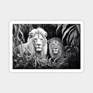 Lion Animal Predator Wild Nature Ink Sketch Style Magnet