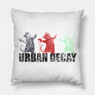 Grunge Urban Decay Contemporary Gangster Rats Design Pillow