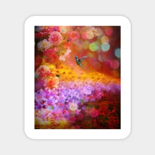 Hummingbird in dreamland garden Magnet