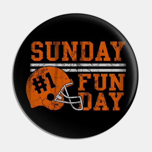 Sunday Funday Football Vintage Fade Design Pin by E