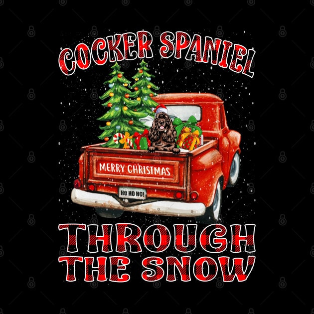 Christmas Cocker Spaniel Through The Snow Dog Santa Truck Tree by intelus