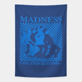 Madness - Retro Checkerboard Blue Tapestry