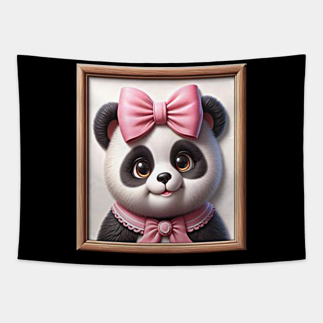 Portrait of a cute panda girl Tapestry by World Famous Pandas