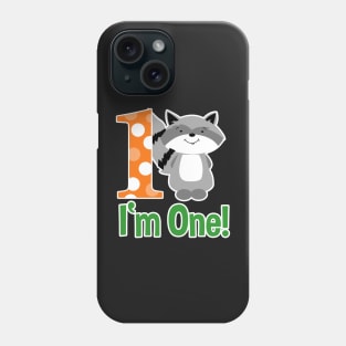 Raccoon I'm One First Birthday shirt - Orange Phone Case