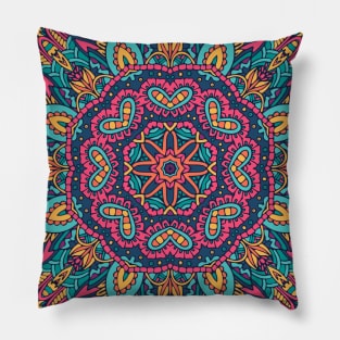 Colorful Oriental Rug Mandala Boho Pattern Pillow