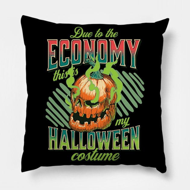 Evil pumpkin - Halloween economy costume Pillow by Backpack-Hiker