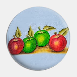 Green and Red Apples Pin