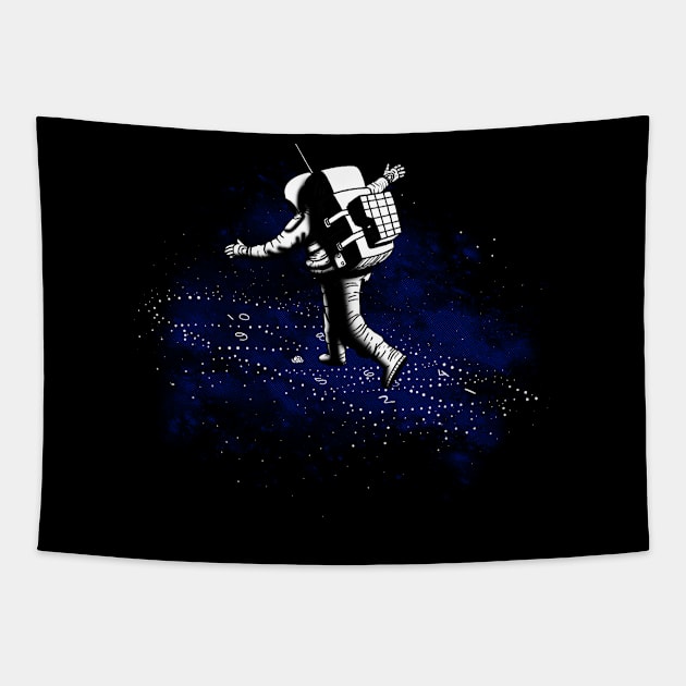 Funny Astronaut Playing Hopscotch In Space Original Art Tapestry by Originals By Boggs