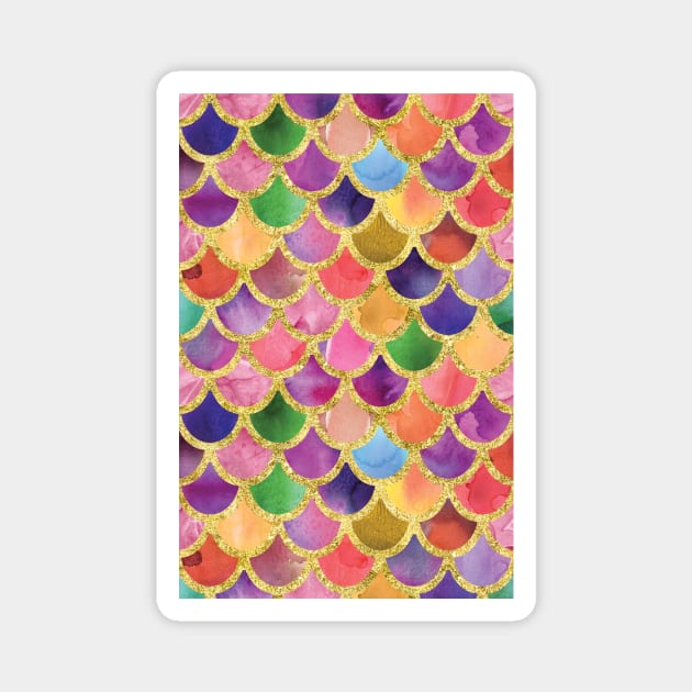 Watercolor and Gold Mermaid Scales Pattern Magnet by Printable Pretty