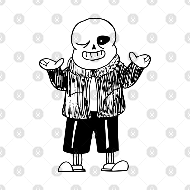 Sans Undertale Simple Black and White Design by Irla