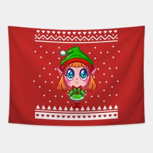 Christmas Sweater Elf Tapestry