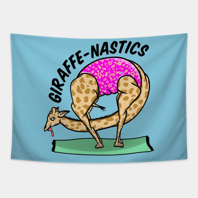 Giraffe doing gymnastics Tapestry by mailboxdisco